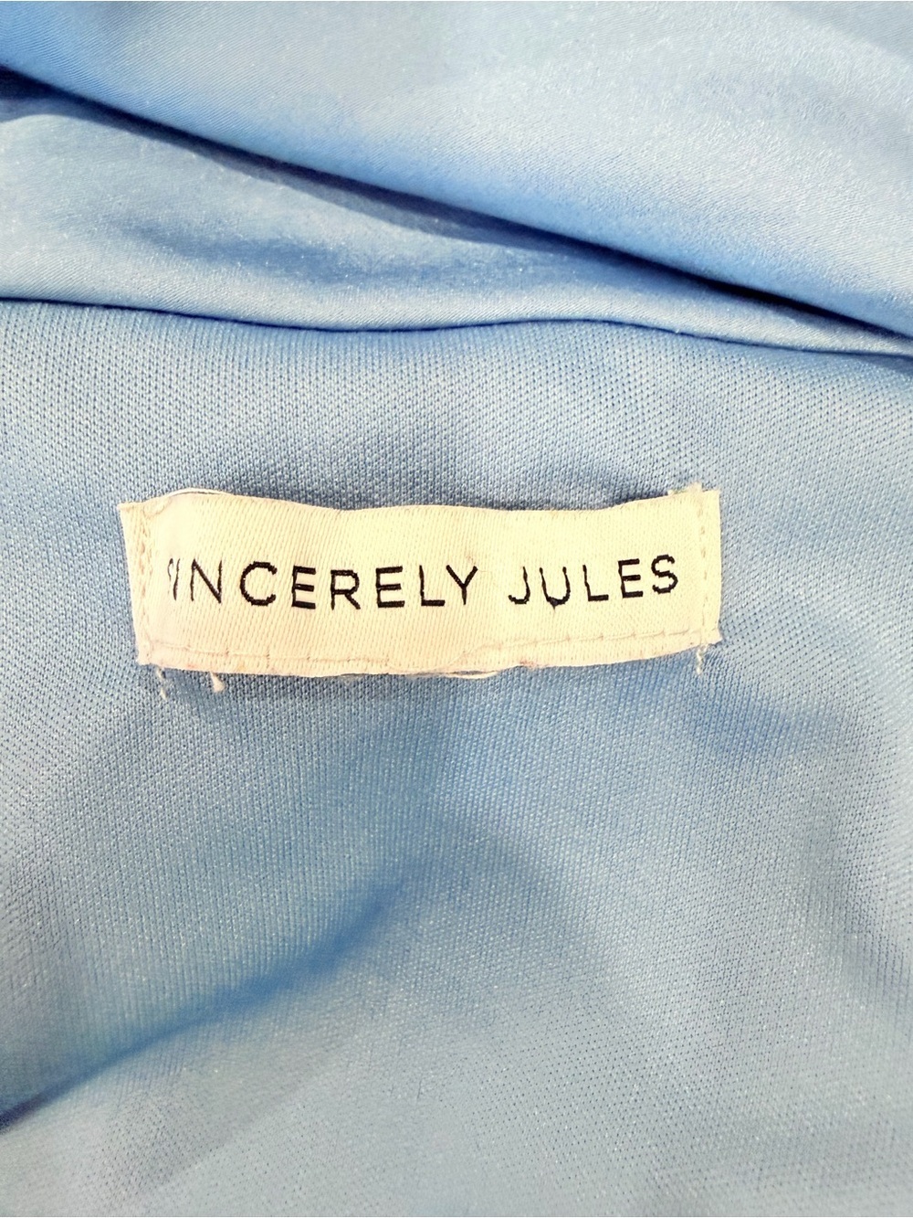 Sincerely Jules Satin Cowl Neck Maxi Dress in Dusty Blue - Picture 7 of 8